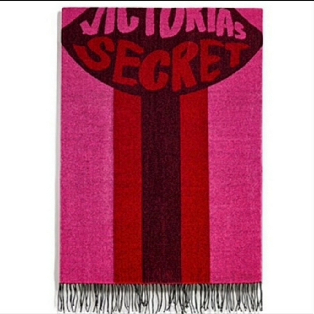 Victorias Secret blanket/throw,valentines  fringes & lip design in the middle